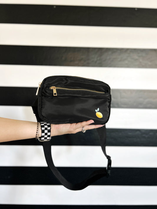 Little Lemon Crossbody Kindle Bag - Black