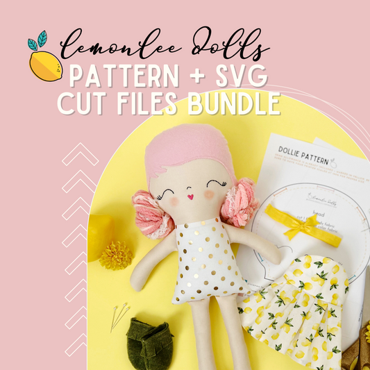 BUNDLE of The Original LemonLee Dollies Sewing Pattern and SVG Cut Files